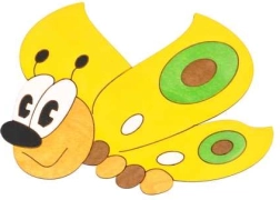 Střední dřevěná dekorace motýl žlutý