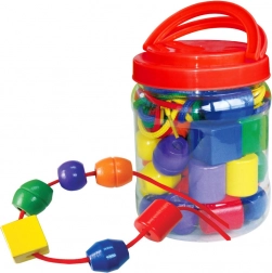 Velké dřevěné korálky BABU pro rozvoj motoriky a rozpoznávání barev