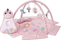 Dětská hrací deka TinyMini Dino Pink s hrazdičkou a míčky