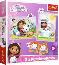 Puzzle 2v1 a pexeso Kocí domek Gabi Trefl