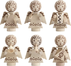 Detoa vánoční ozdoby andělíčci ze dřeva, sada 6 ks