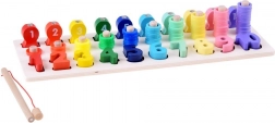 Dřevěná vzdělávací hračka na učení čísel s prutem na rybičky