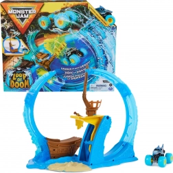 Monster Jam Megalodon Loop of Doom kaskadérská dráha s vystřelovačem a autem 1:64