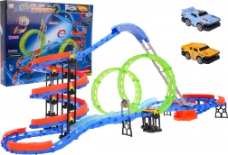 Závodní dráha s fluorescenčními smyčkami 116 dílů + 2 auta
