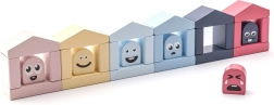 Cubika Pastel barevné domečky – dřevěná stavebnice 30 dílů