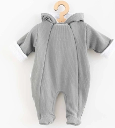 Dojenecká zimní kombinéza s kapucí NEW BABY Frosty, šedá, vel. 68 (4–6 měsíců)