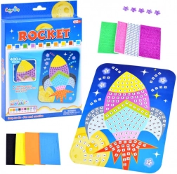 Kreativní pěnová mozaika raketa – samolepková vykrajovánka pro děti