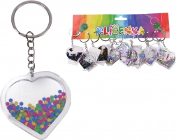 Akrylová klíčenka se třpytkami – srdce