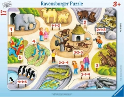 Ravensburger puzzle První počty do pěti v zoo, 17 dílků