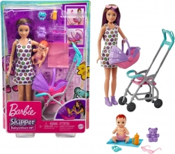 barbie skipper opatrovnice – kočárek s miminkem a doplňky