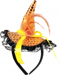 Čelenka s mini čarodějnickým kloboučkem