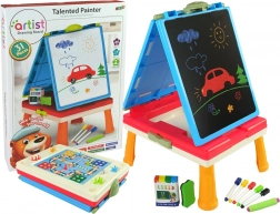 Dětský stůl 3v1 Magnetická a Křídová Tabule Modrá