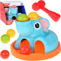 Edukační hračka sloník – zatloukací sorter s paličkou a kuličkami