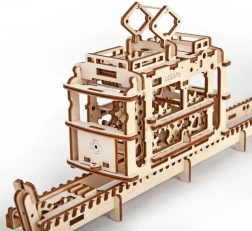 Ugears kabinová lanovka s tratí – 3D dřevěné mechanické puzzle
