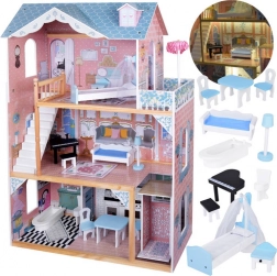 Velký patrový dřevěný domeček pro panenky s nábytkem