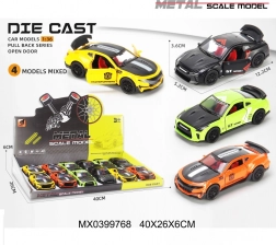 Sportovní kovové autíčko 1:36 s otevíracími dveřmi a natahovacím pohonem