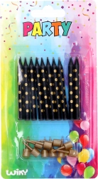 Svíčky se stojánky se zlatými tečkami, 10 ks