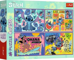Puzzle 4×250 dílků Lilo & Stitch