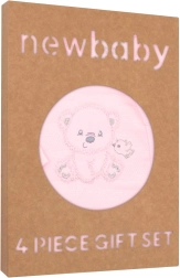 Kojenecká dárková souprava New Baby Sweet Bear, růžová, 4 díly – Růžová 53584