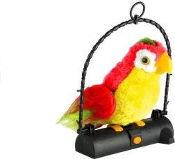 Mluvící papoušek Pleciuga – interaktivní plyšová hračka, červená