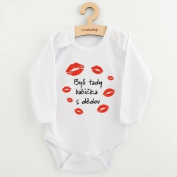 Dětské body s potiskem New Baby – byli tady babička s dědou, dlouhý rukáv