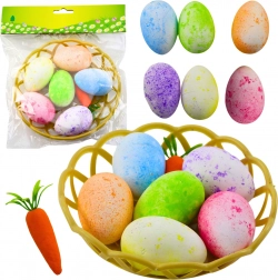 Velikonoční ozdoby v košíčku s vejci a mrkví 7 ks