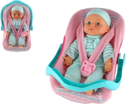 Panenka miminko s měkkým tělíčkem v nosítku s dudlíkem 30 cm