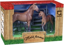 Sada koníků s ohradou - hnědý s bílou skvrnou