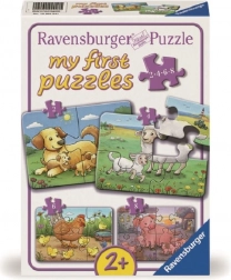 Ravensburger moje první puzzle zvířecí rodinky na farmě 4 v 1 (2, 4, 6, 8 dílků)