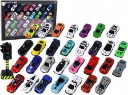 Sada Hliníkových Modelů Autíček v Krabičce 30 Kusů Sportovní Policejní Auta