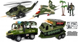 Vojenské konvojové auto s přívěsem a vojákem 63 cm