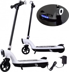 Elektrická koloběžka s LED osvětlením pro děti – Bílá