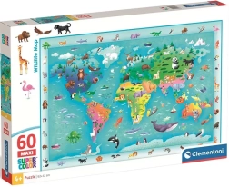 Clementoni puzzle Mapa světa se zvířátky MAXI 60 dílků