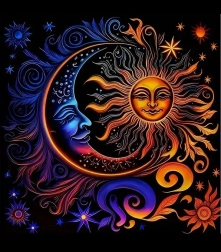 Diamantové malování Slunce a Měsíc 30x40 cm