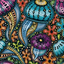 Čtvercové puzzle Q Life Barevné medúzy 72 dílků