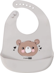 Silikonový bryndák Medvídek šedý