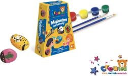 Sada pro malování na kamínky s barvami a štětci v krabičce 19 × 14 × 5 cm