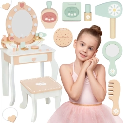 Dřevěná toaletka s LED zrcadlem a židličkou TOOKY TOY