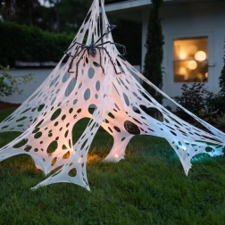 Halloweenská pavučinová dekorace s kolíky 1 × 2 m, bílá
