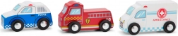 Sada dřevěných záchranářských vozidel pro děti