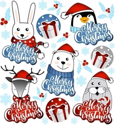 Vánoční nažehlovačky zvířátka na malém archu