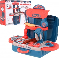 Sada nářadí 3v1 pro děti s kufříkem, pracovním pultem a stolkem