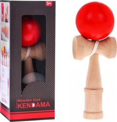 Dřevěná hračka Kendama s červenou koulí pro děti 3+ a dospělé