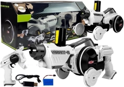 Zbraň a auto 2 v 1 na dálkové ovládání s pěnovými kotoučky, bílá 2.4G