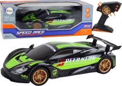 rc sportovní auto 1:10 zeleno‑černé s LED a 2,4 GHz