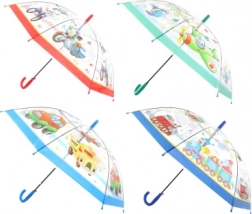 Vystřelovací průhledný deštník s motivem dopravních prostředků