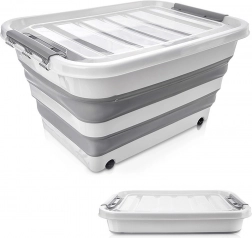 Skládací úložný box na kolečkách 30 l s průhledným víkem KEMP