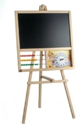Dřevěná stojanová tabule s počítadlem a hodinami