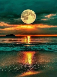 Diamantové malování Úplněk nad oceánem 30 × 40 cm