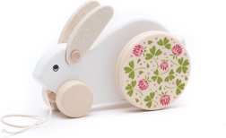 Velký bílý dřevěný tahací králík Bajo